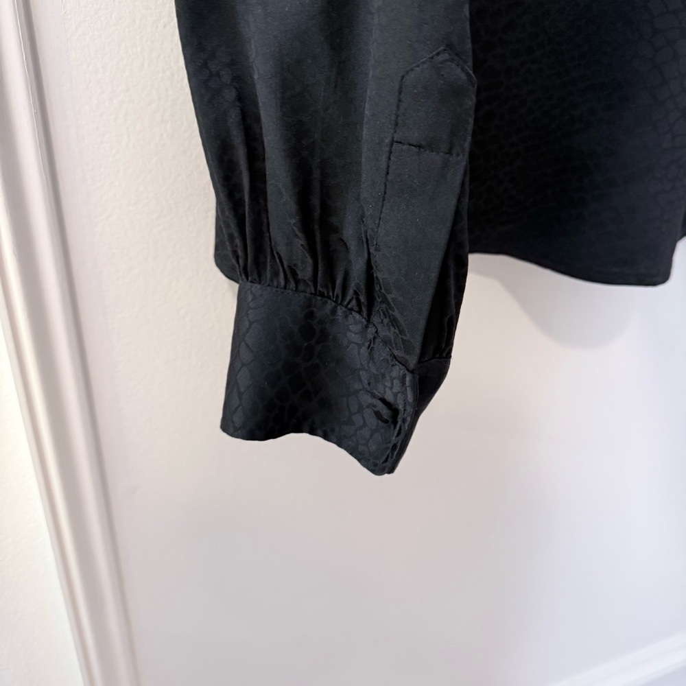 Rachel Zoe Black Animal Print 100% Silk Blouse US10 - Picture 4 of 6